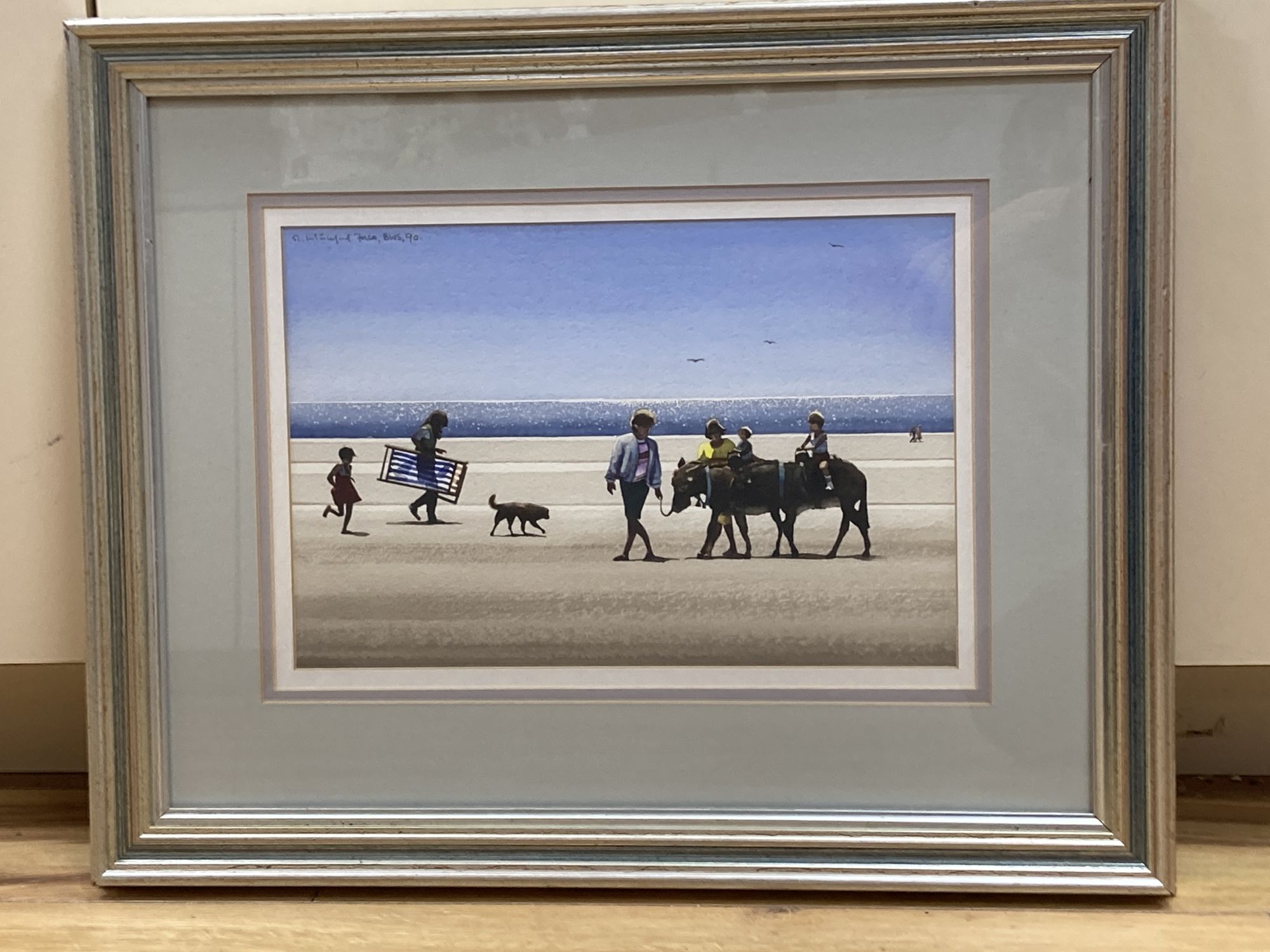 Robert Littleford (b. 1945), Fetching a Deckchair, signed and dated 90, watercolour, 22 x 33cm